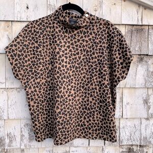 Ann Taylor Hearts Print Mock Neck Slouchy Top